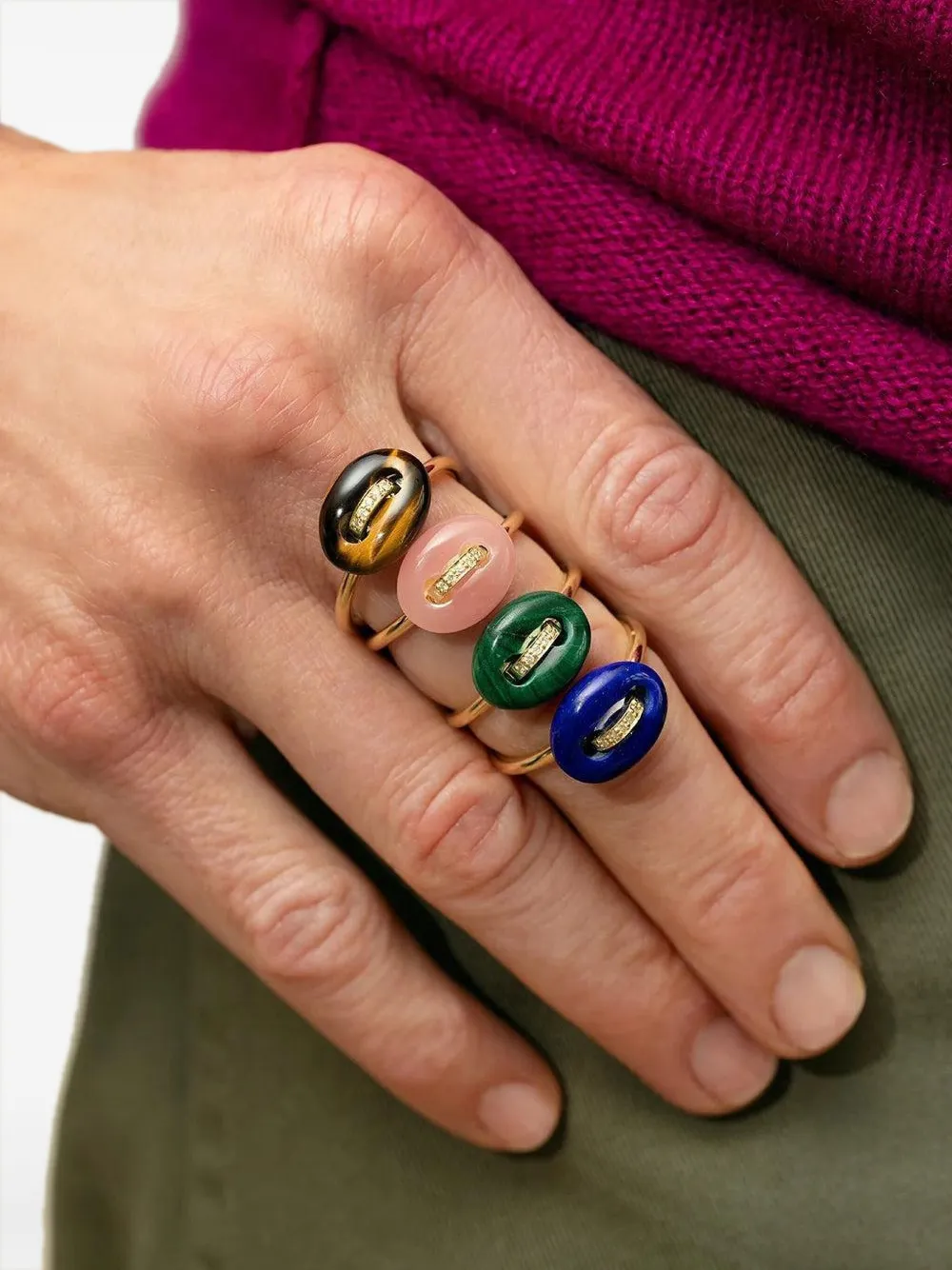 Jenna Blake 18kt Yellow Gold Mariner Malachite Ring In Green