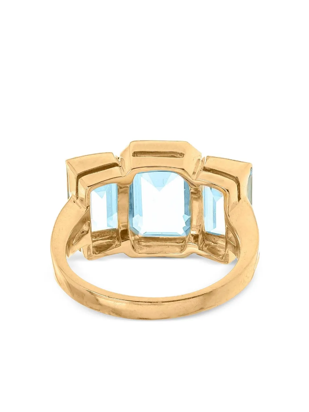 Yi Collection 18k Yellow Gold Tonal Deco Supreme Aquamarine Ring In Blue