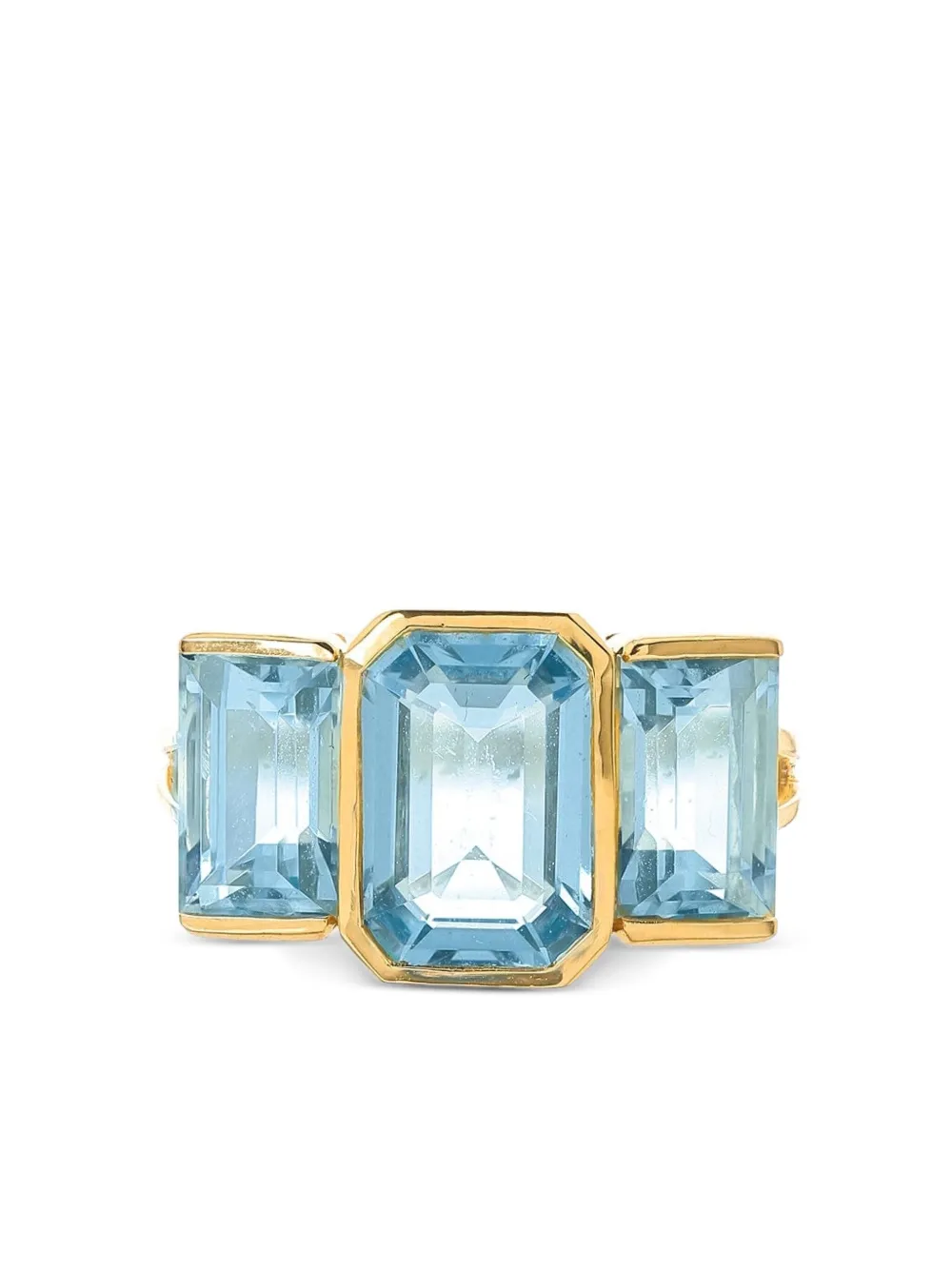Yi Collection 18k Yellow Gold Tonal Deco Supreme Aquamarine Ring In Blue