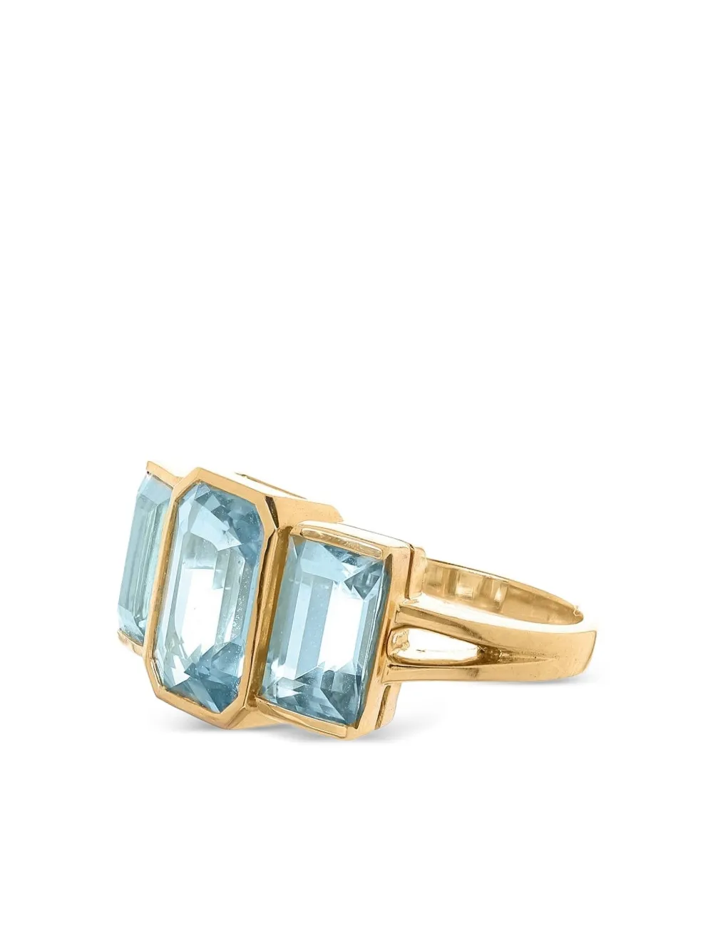 Yi Collection 18k Yellow Gold Tonal Deco Supreme Aquamarine Ring In Blue