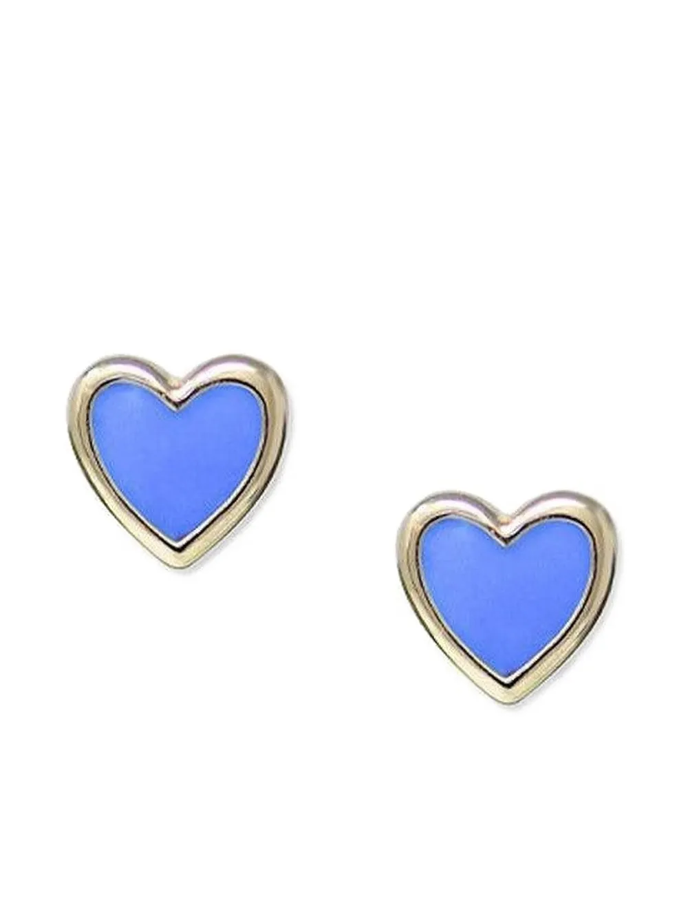 Anzie 14k Yellow Gold Heart Earrings In Blue
