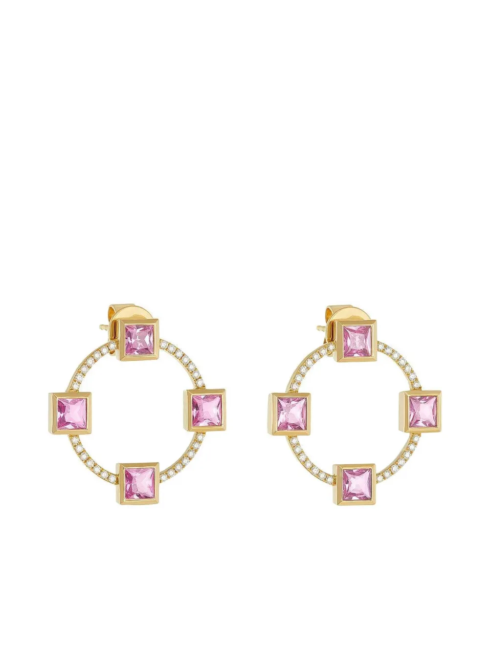Devon Woodhill 18k Yellow Gold Pink Sapphire Club Earrings In Gold