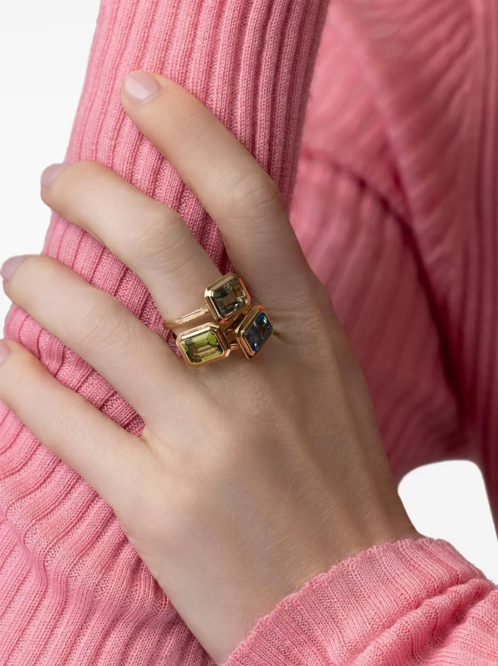 Goshwara anillo en oro amarillo de 18kt con prasiolita verde | Image 2