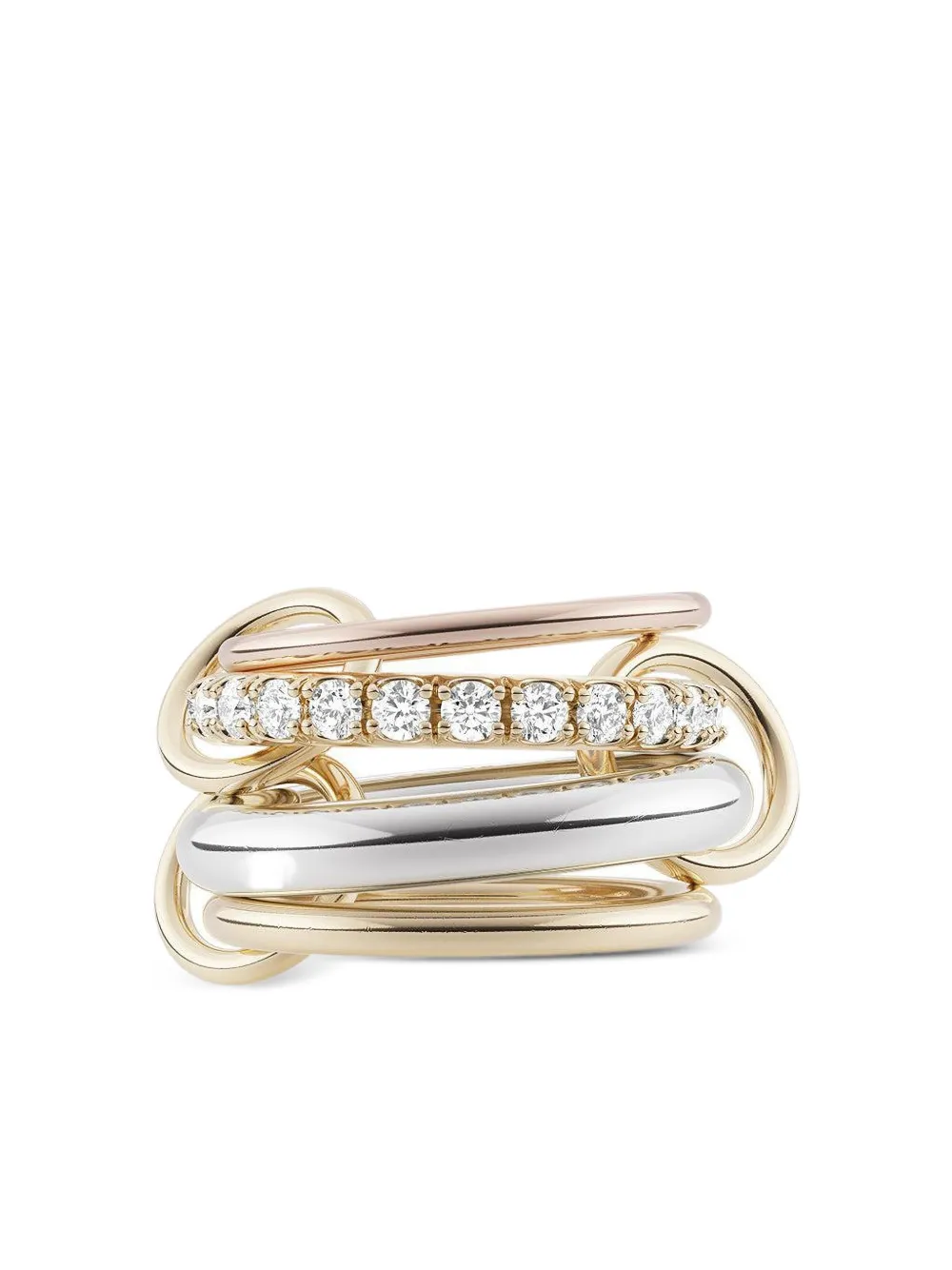 Spinelli Kilcollin Tri-gold Janssen Four Link Diamond Ring In Gold