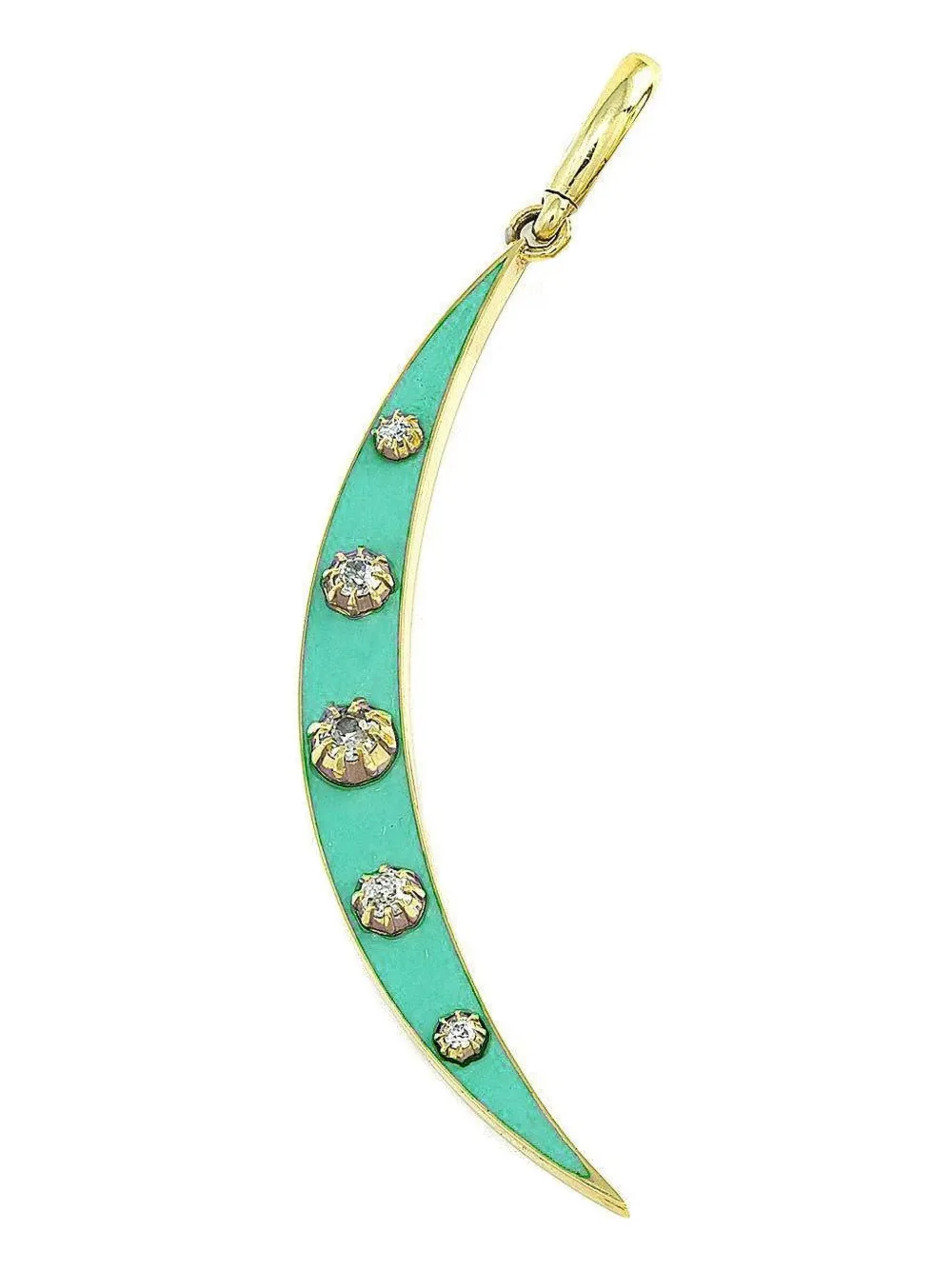 Jenna Blake 18k Yellow Gold Crescent Diamond Necklace Charm In Green