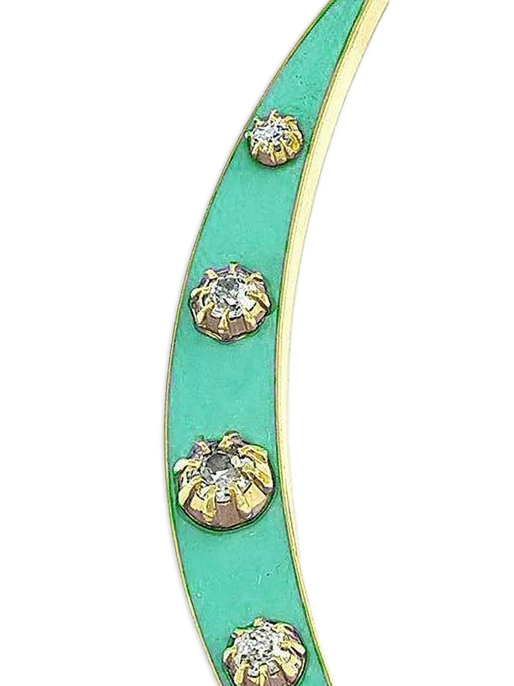 Jenna Blake 18k Yellow Gold Crescent Diamond Necklace Charm In Green