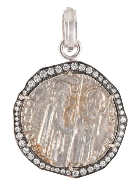 Sylva & Cie 18K white gold Venician diamond coin pendant