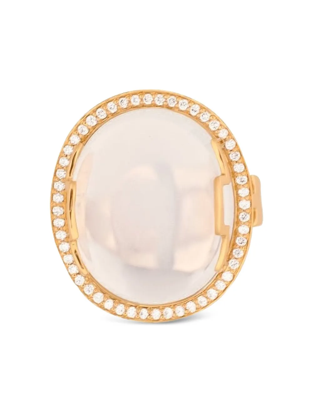 Goshwara 18k Yellow Gold Rock N Roll Diamond And Moon Quartz Ring In Gold