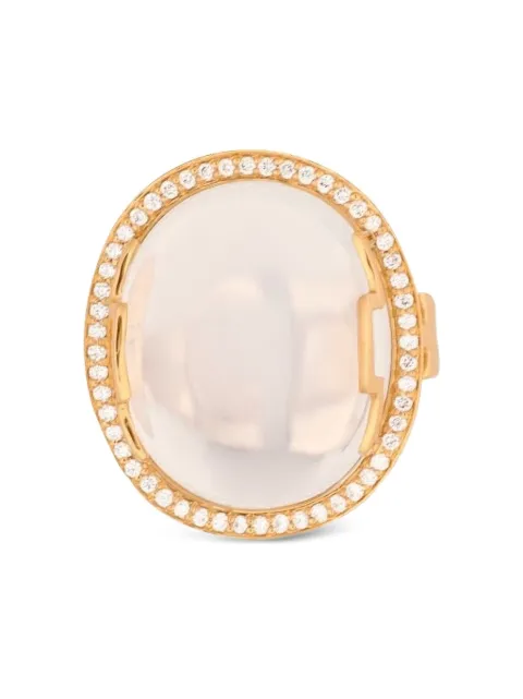 Goshwara 18K yellow gold Rock N Roll diamond and moon quartz ring