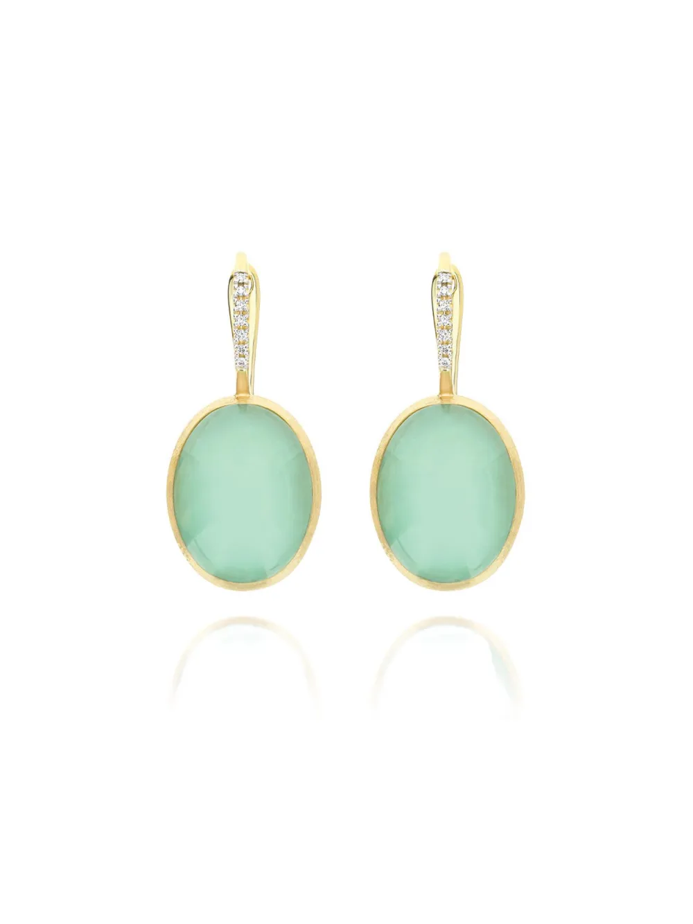 Nanis Large 18k Yellow Gold Boules Lattementa Diamond And Jadeite Earrings