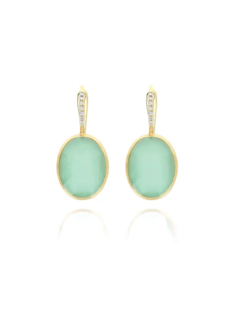 NANIS aretes Boules Lattementa grandes en oro amarillo de 18kt con diamantes y jadeíta