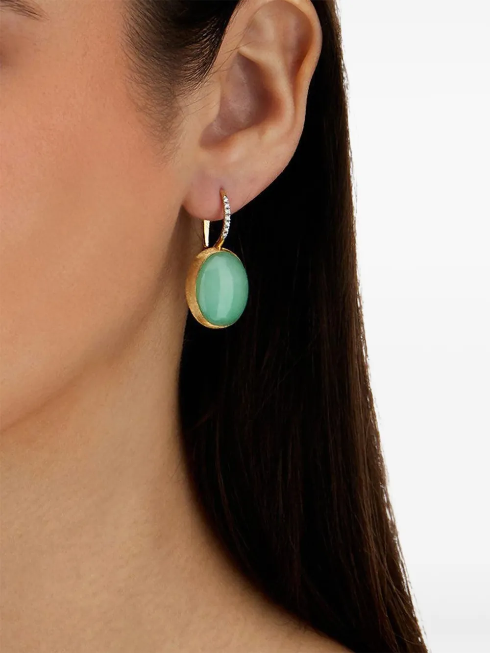 Nanis Large 18k Yellow Gold Boules Lattementa Diamond And Jadeite Earrings In Gold