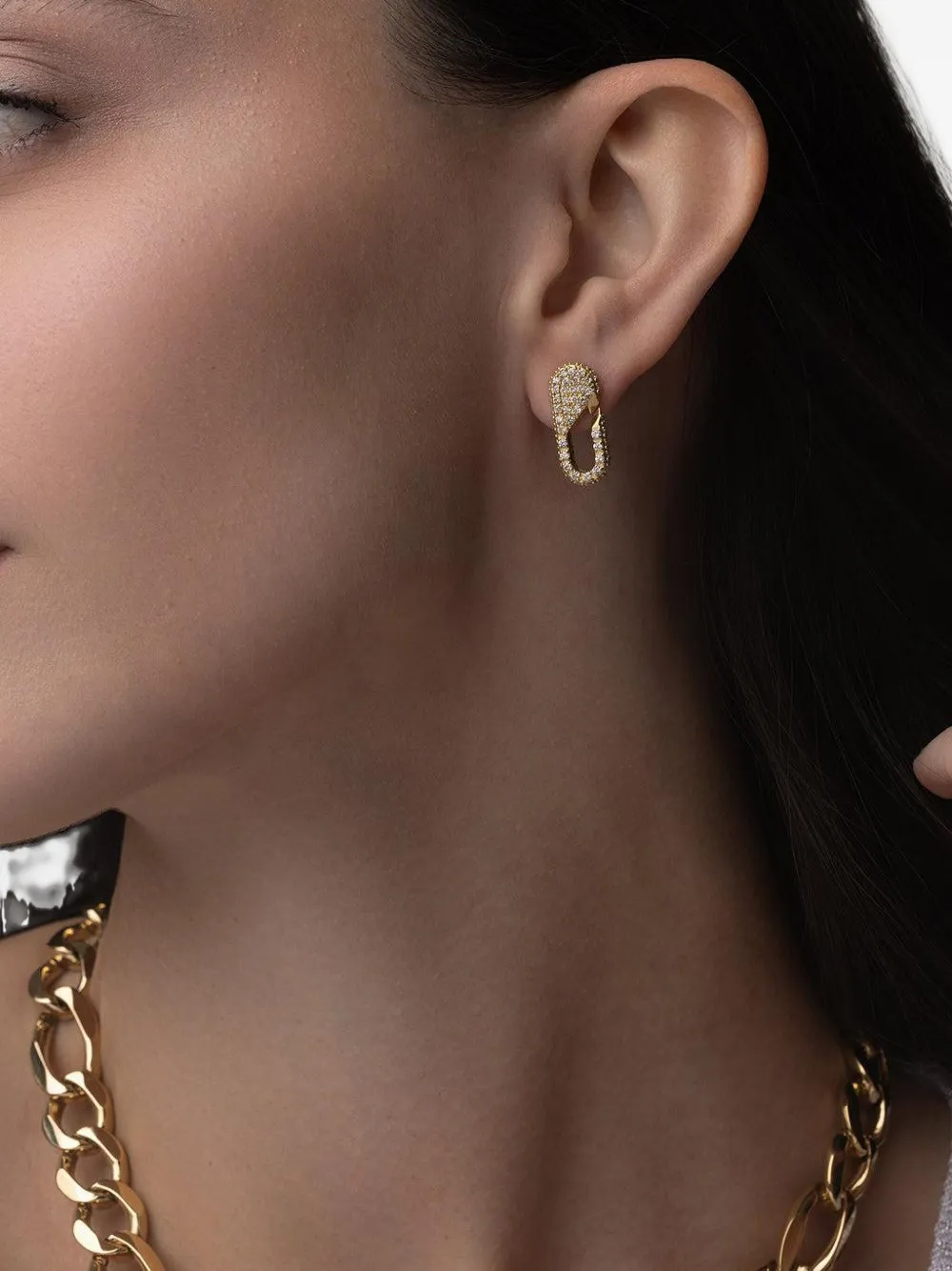 Bizzotto Gioielli 18k Yellow Gold Diamond Link Earrings In Brown