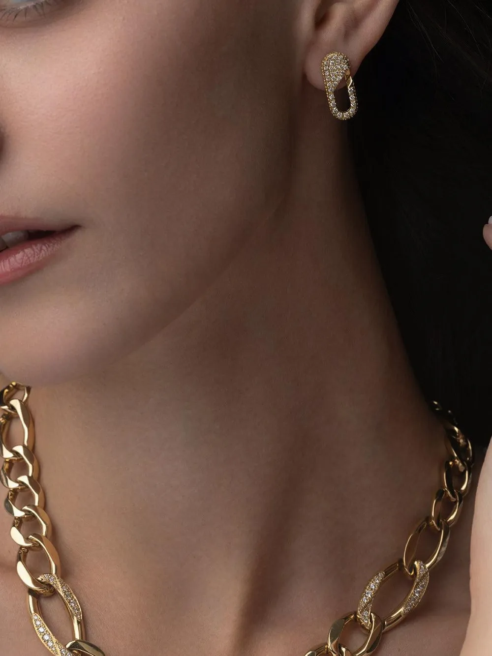 Bizzotto Gioielli 18k Yellow Gold Diamond Link Earrings In Brown