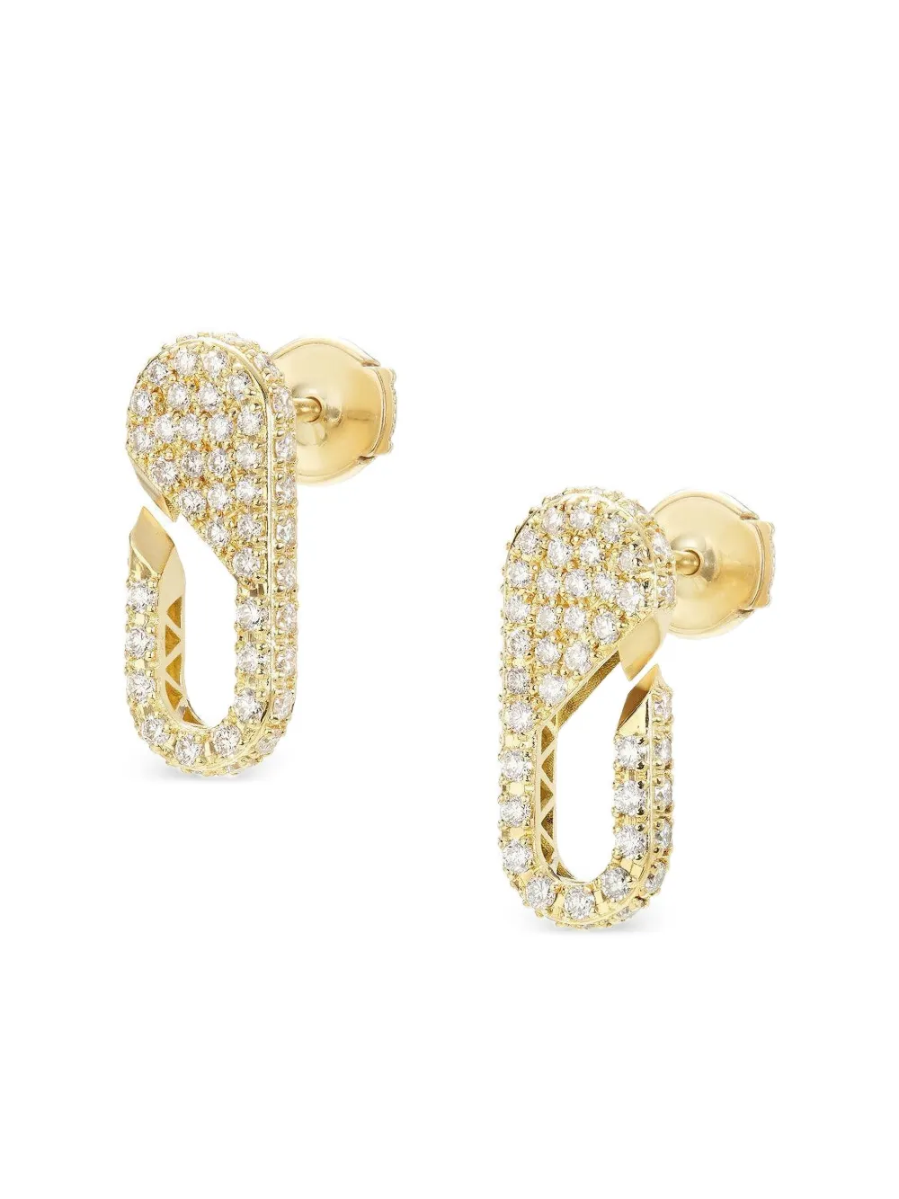Bizzotto Gioielli 18k Yellow Gold Diamond Link Earrings In Brown