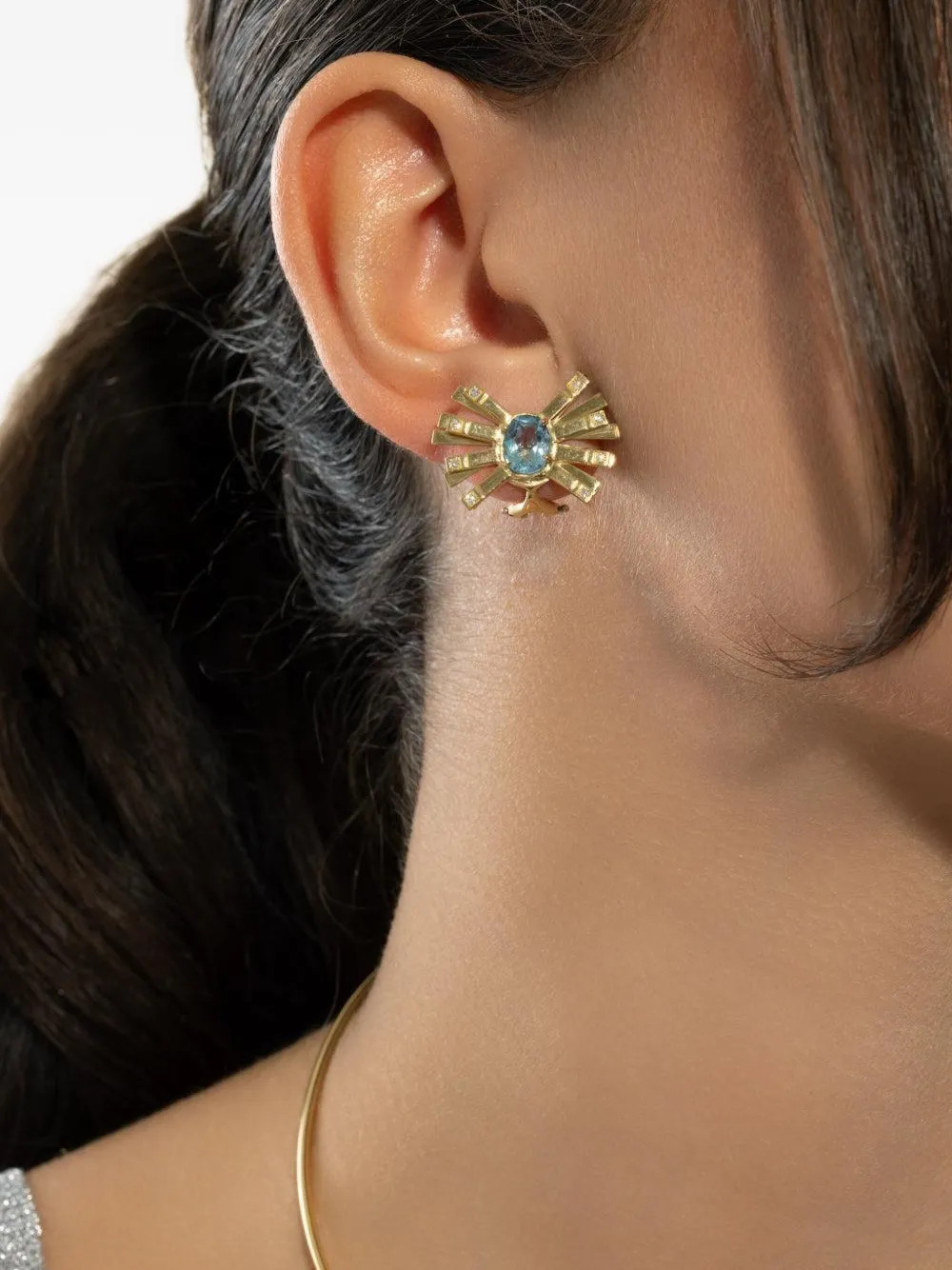 Carol Kauffmann 18k Yellow Gold Farfalle Diamond And Topaz Earrings In Gold