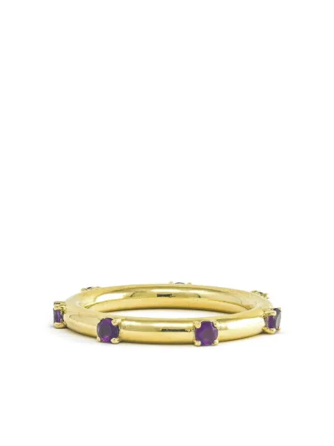 Jenna Blake 18K yellow gold Polka Dot diamond and amethyst ring