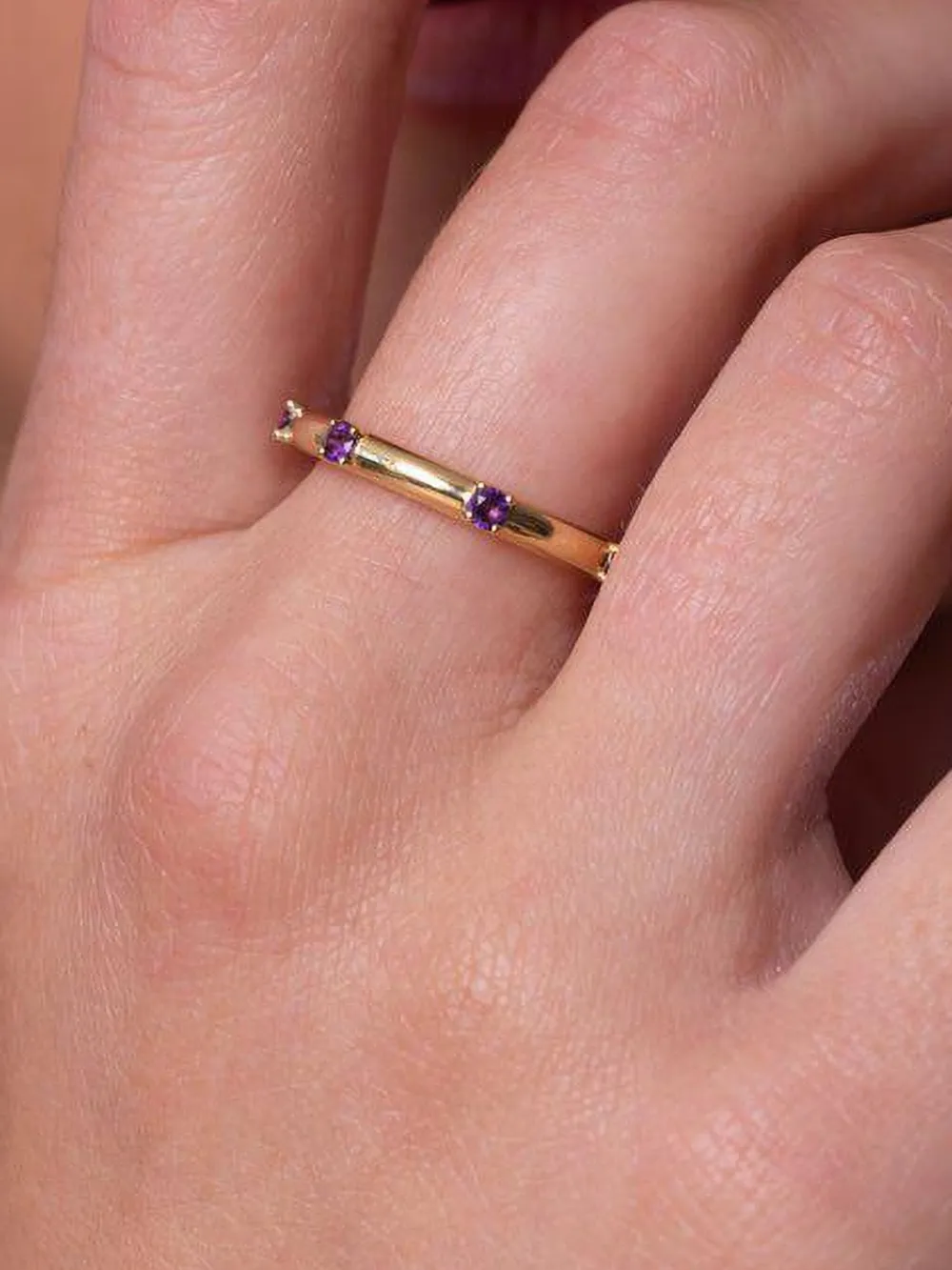 Jenna Blake 18k Yellow Gold Polka Dot Diamond And Amethyst Ring In Gold