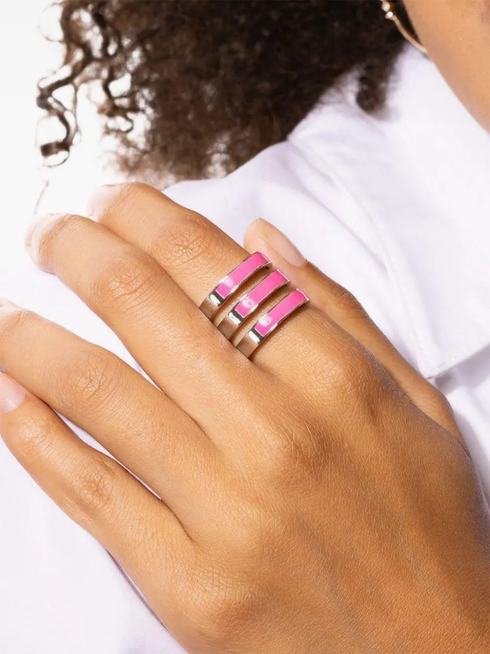 Loree Rodkin 14k White Gold Triple Band Ring In Brown