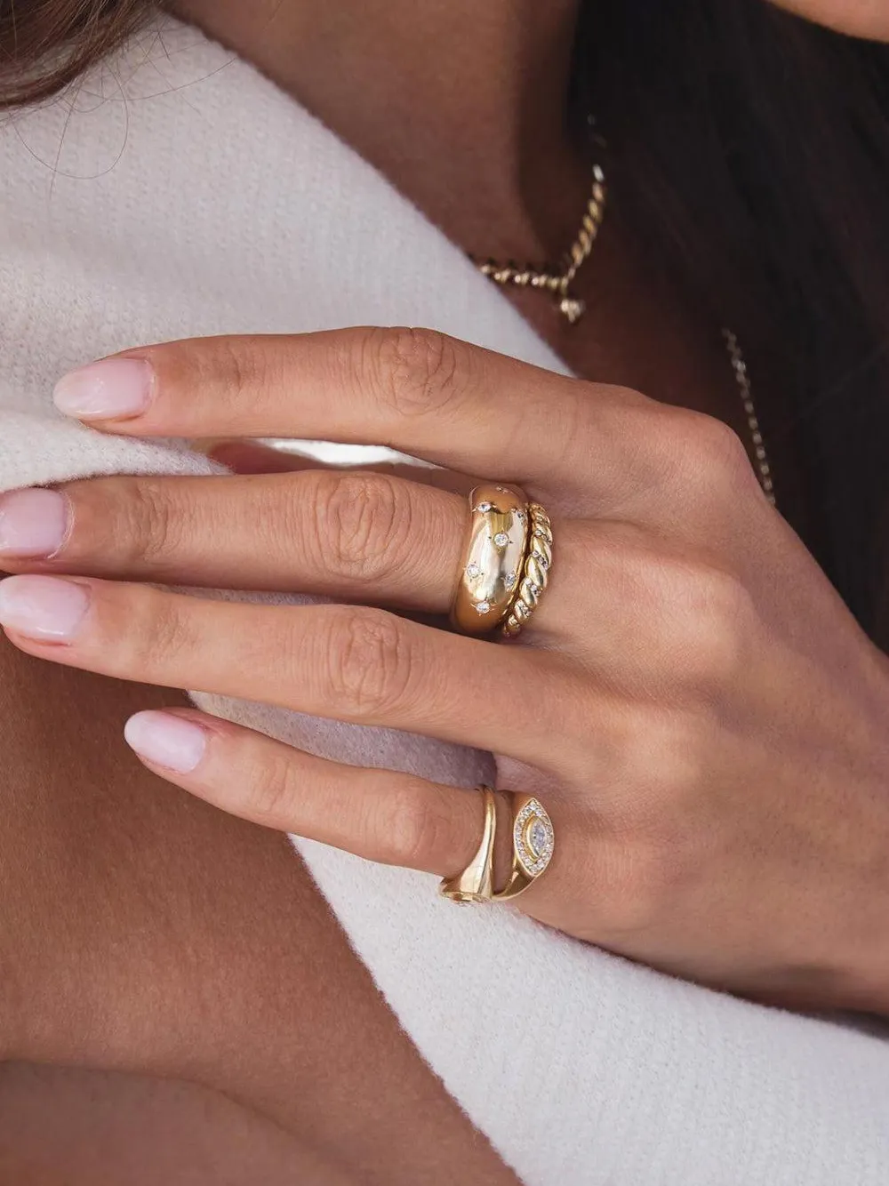  Zoë Chicco 14k Yellow Gold Medium Aura Diamond Ring 