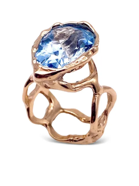 LUCIFER VIR HONESTUS 18K rose gold Reticolo topaz ring