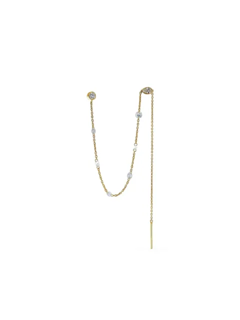 Logan Hollowell 18K yellow gold diamond thread earring