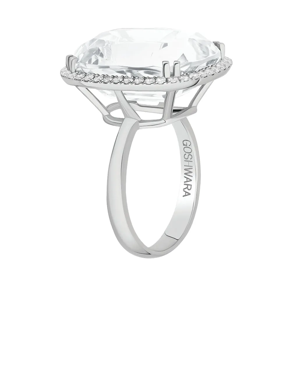 Goshwara Anello Gossip Rock in oro bianco 18 carati con diamanti