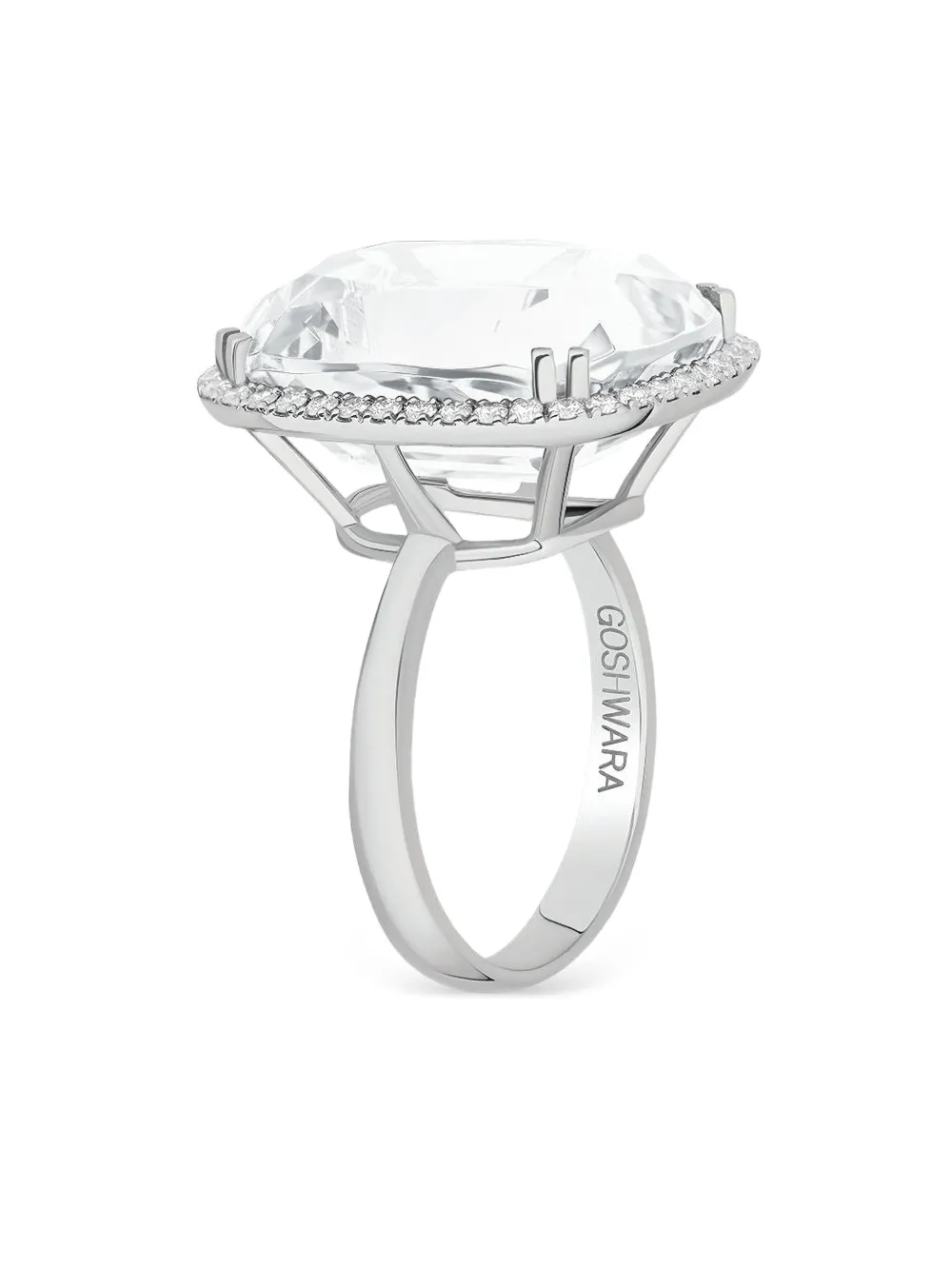 Goshwara 18k White Gold Gossip Rock Diamond Ring In Metallic