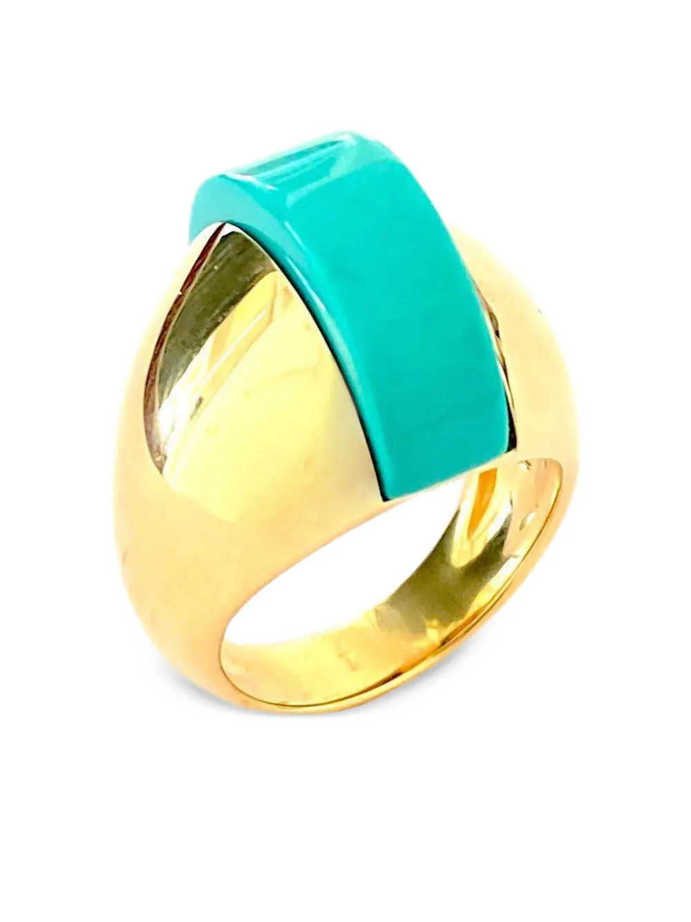 Brooks Brothers 18k Yellow Gold Linea Alta Turquoise Ring In Gold