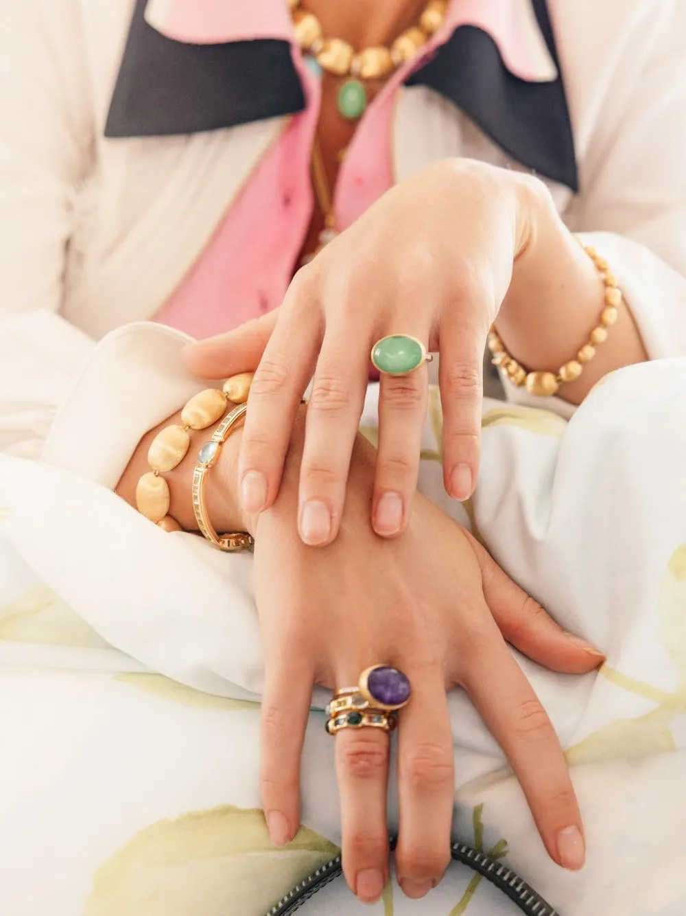  Van Robot 18k Yellow Gold Ibiza Van Peridot And Aquamarine Ring 
