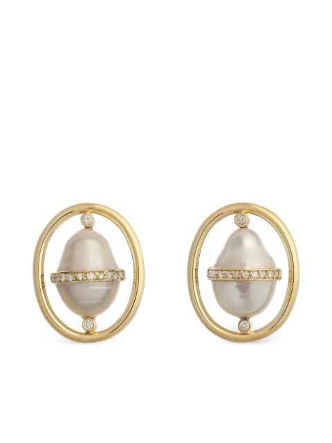DENISE CASSOU 18kt yellow gold diamond pearl earrings