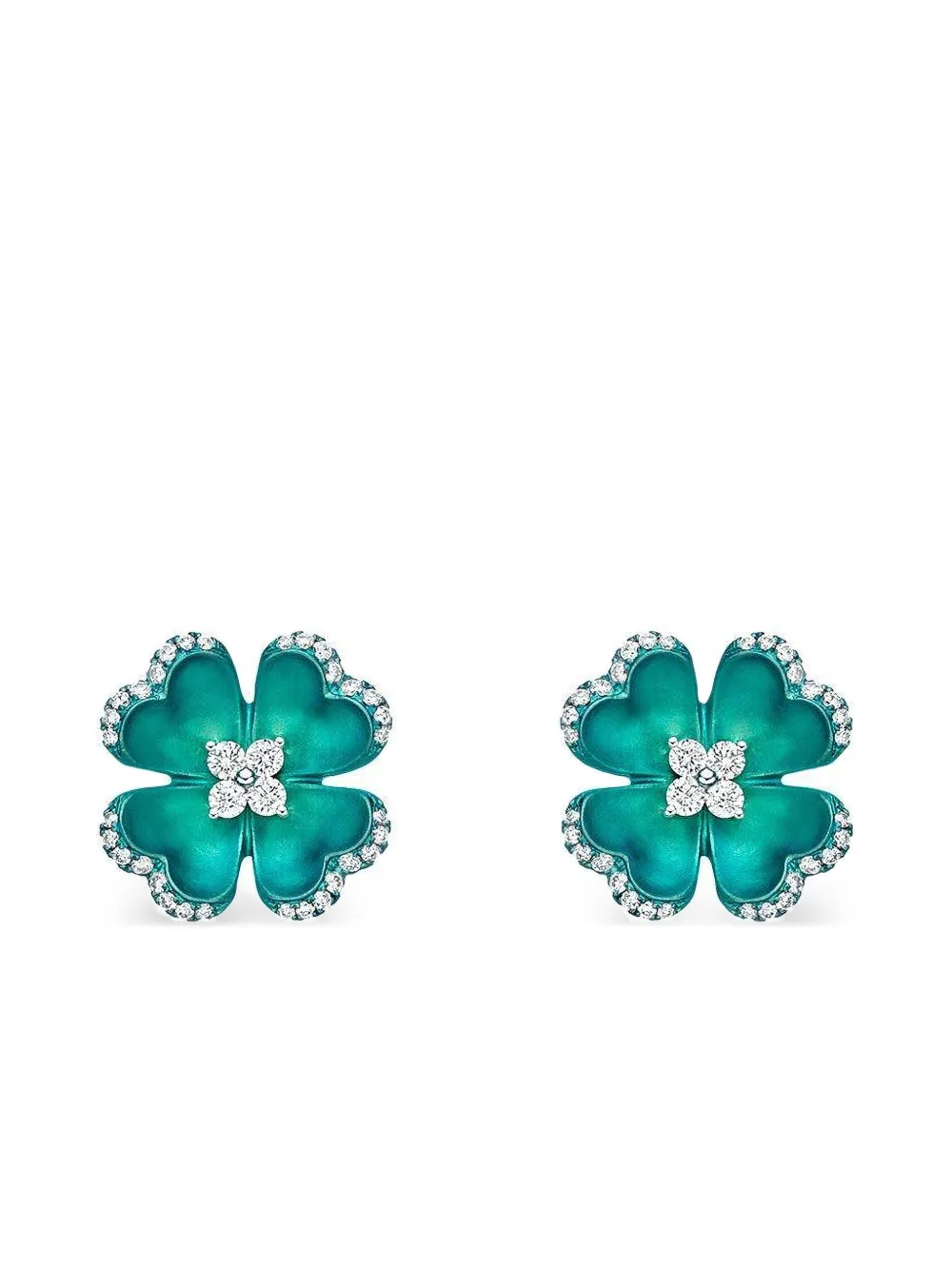 Saboo Fine Jewels Flower-motif Earrings In Green