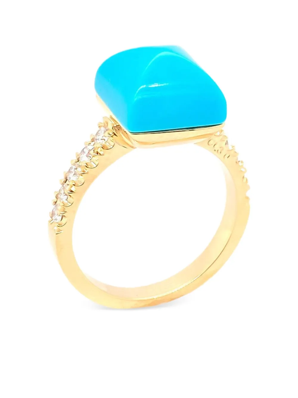 Brooks Brothers Yellow Gold Diamond Turquoise Ring - Oro