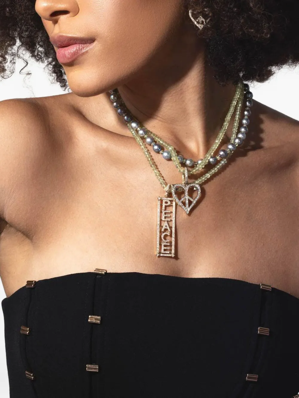 Loree Rodkin 14kt Yellow Gold Peace Diamond Necklace In Gold