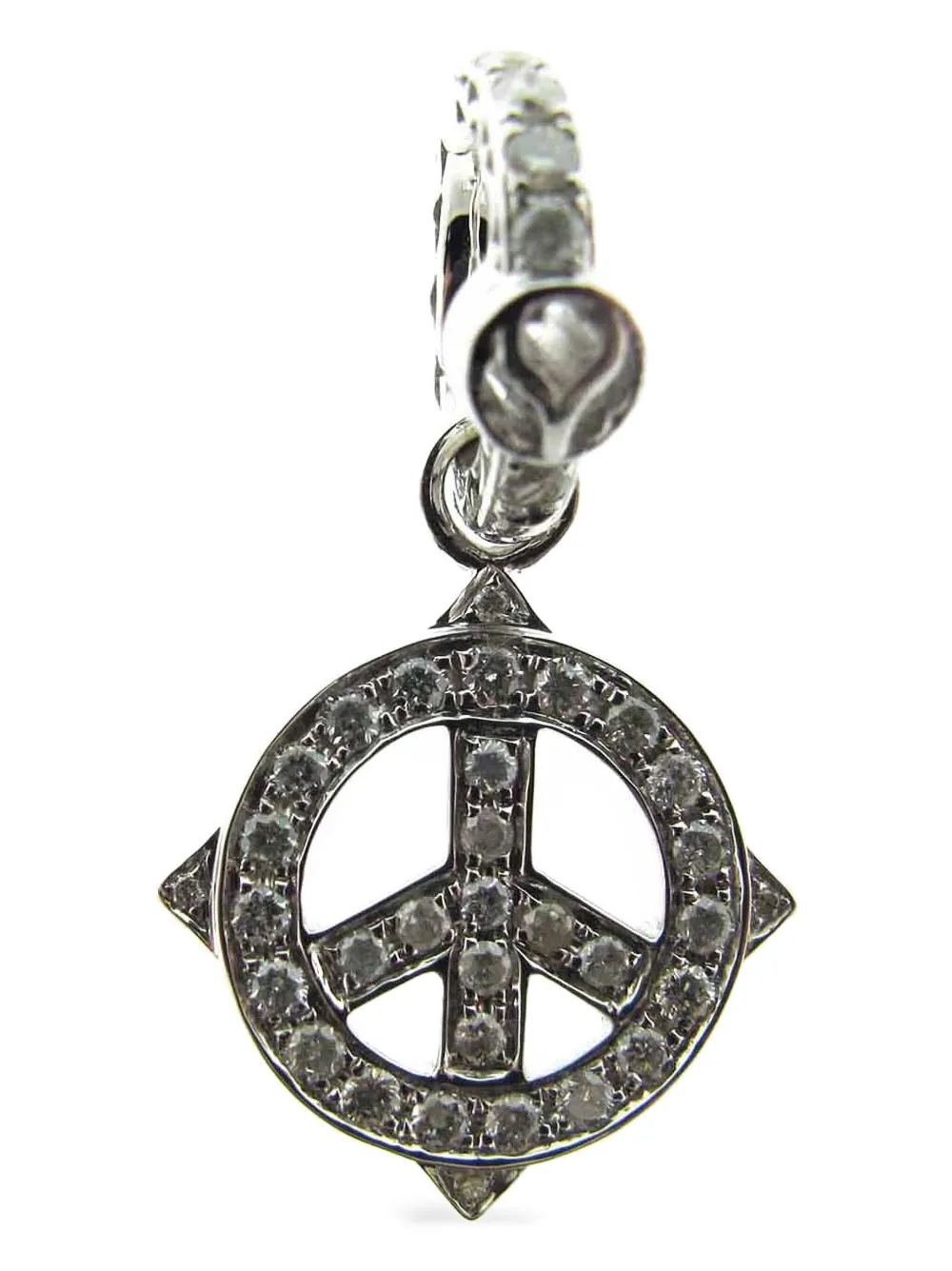 Loree Rodkin 14k White Gold Diamond Peace-sign Pendant In Metallic
