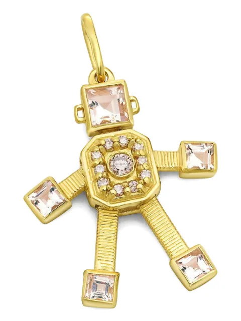 Van Robot dije en forma de robot en oro amarillo de 18kt con diamantes y morganita