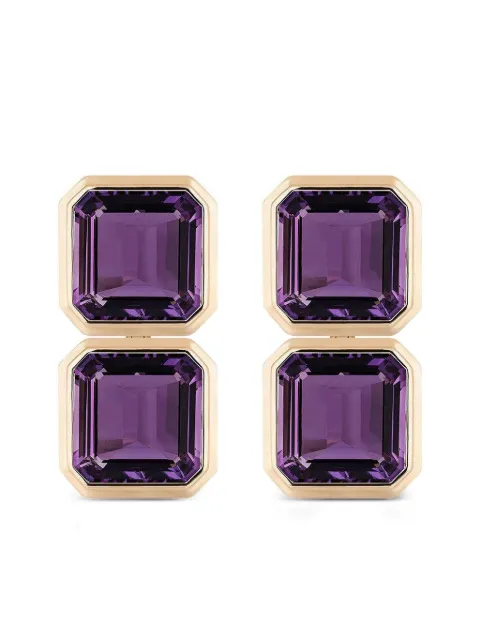 Goshwara 18K yellow gold Two Row Manhattan amethyst earrings