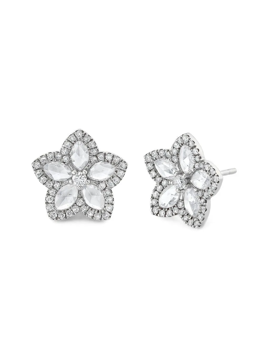 Logan Hollowell Orecchini a bottone Eternal Jardin in oro giallo 18 carati con diamanti - Argento