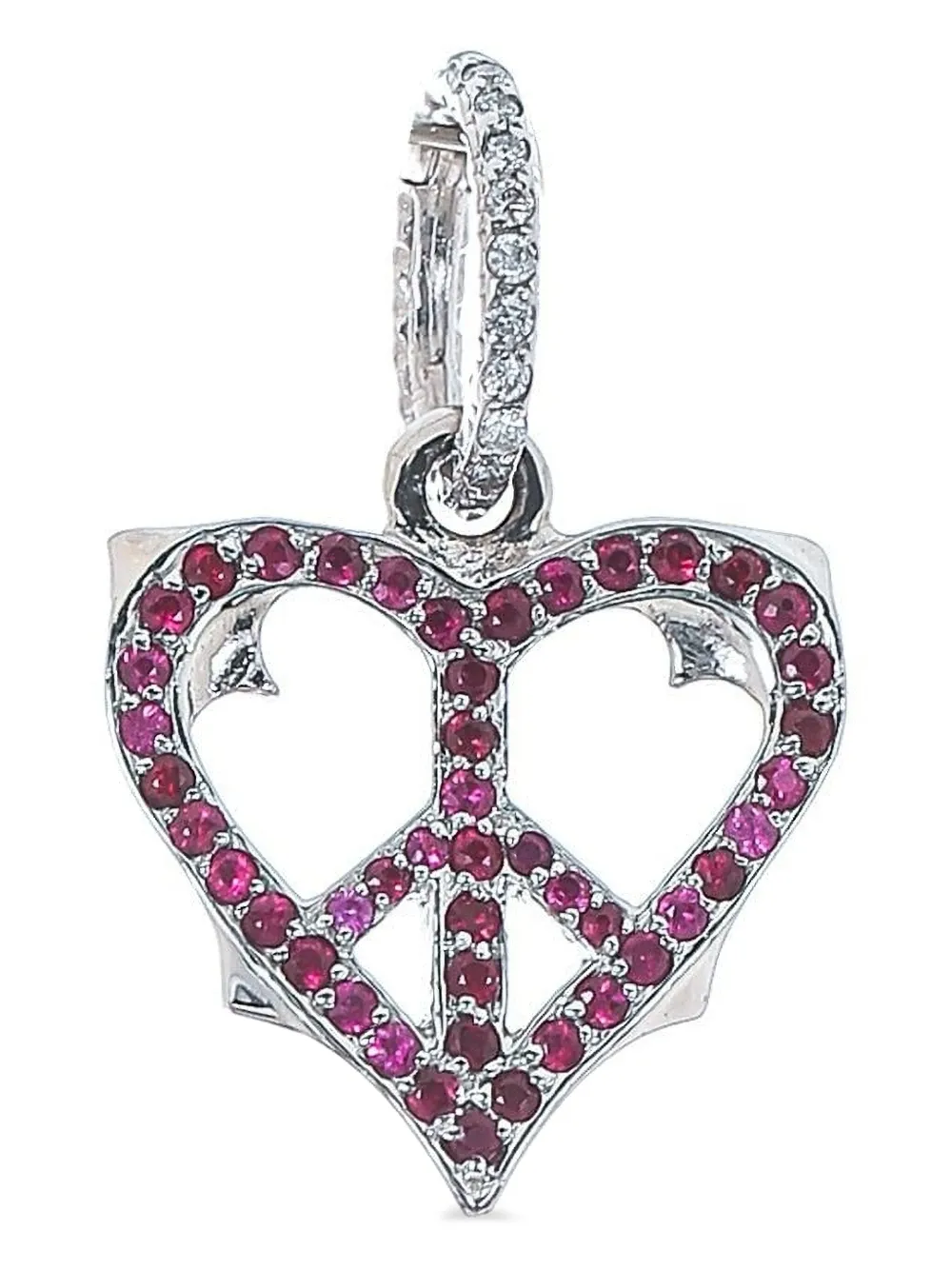 Loree Rodkin 14k White Gold Ruby And Diamond Heart-shaped Charm In Silver