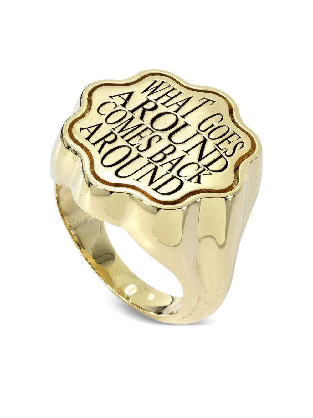 Retrouvai 14k Yellow Gold Talisman Karma Signet Ring In Gold