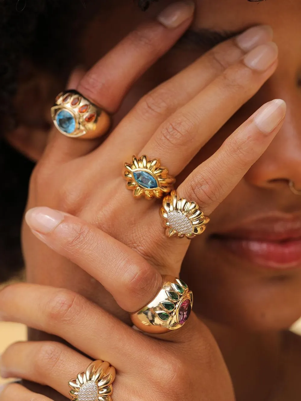 Nevernot 18k Yellow Gold Show And Tell Blue Topaz Ring In Multi