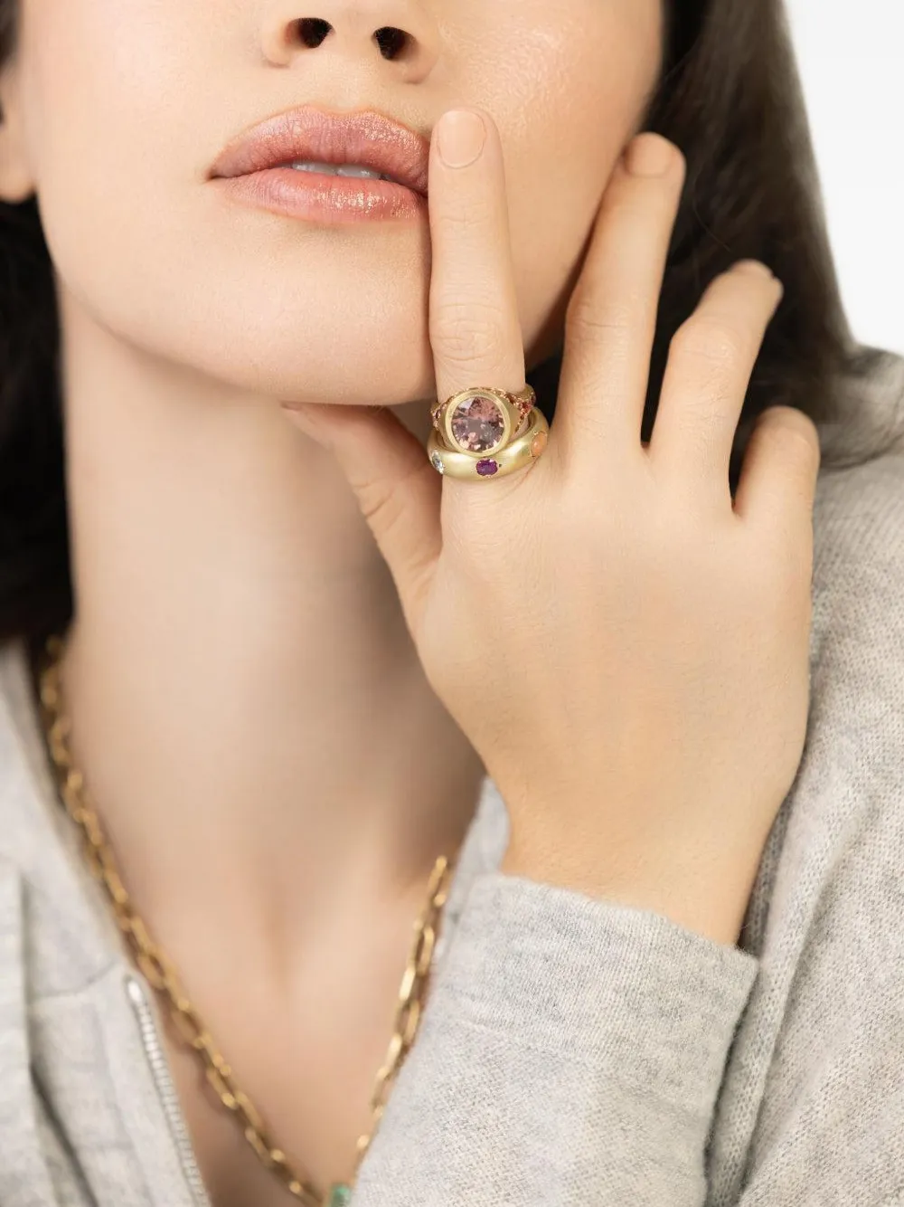Jenna Blake 18k Yellow Gold Gypsy Multi-stone Ring In Gold