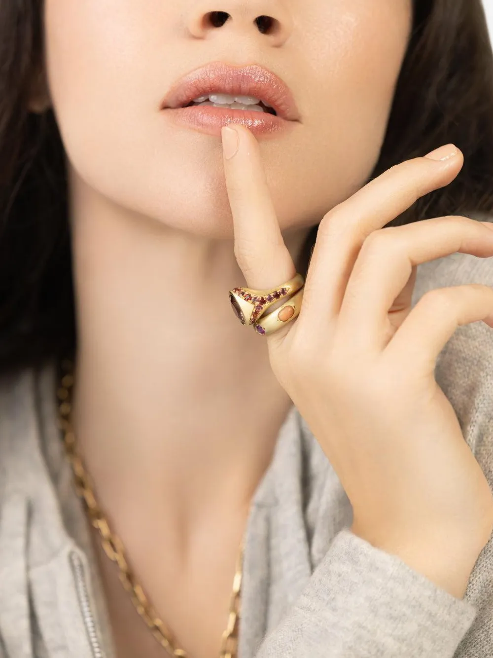 Jenna Blake 18k Yellow Gold Gypsy Multi-stone Ring In Gold