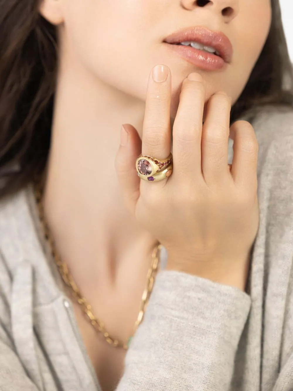 Jenna Blake 18k Yellow Gold Gypsy Multi-stone Ring In Gold