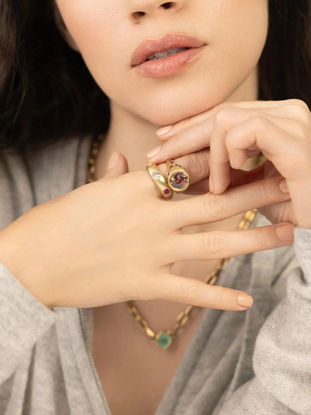 Jenna Blake 18k Yellow Gold Gypsy Multi-stone Ring In Gold