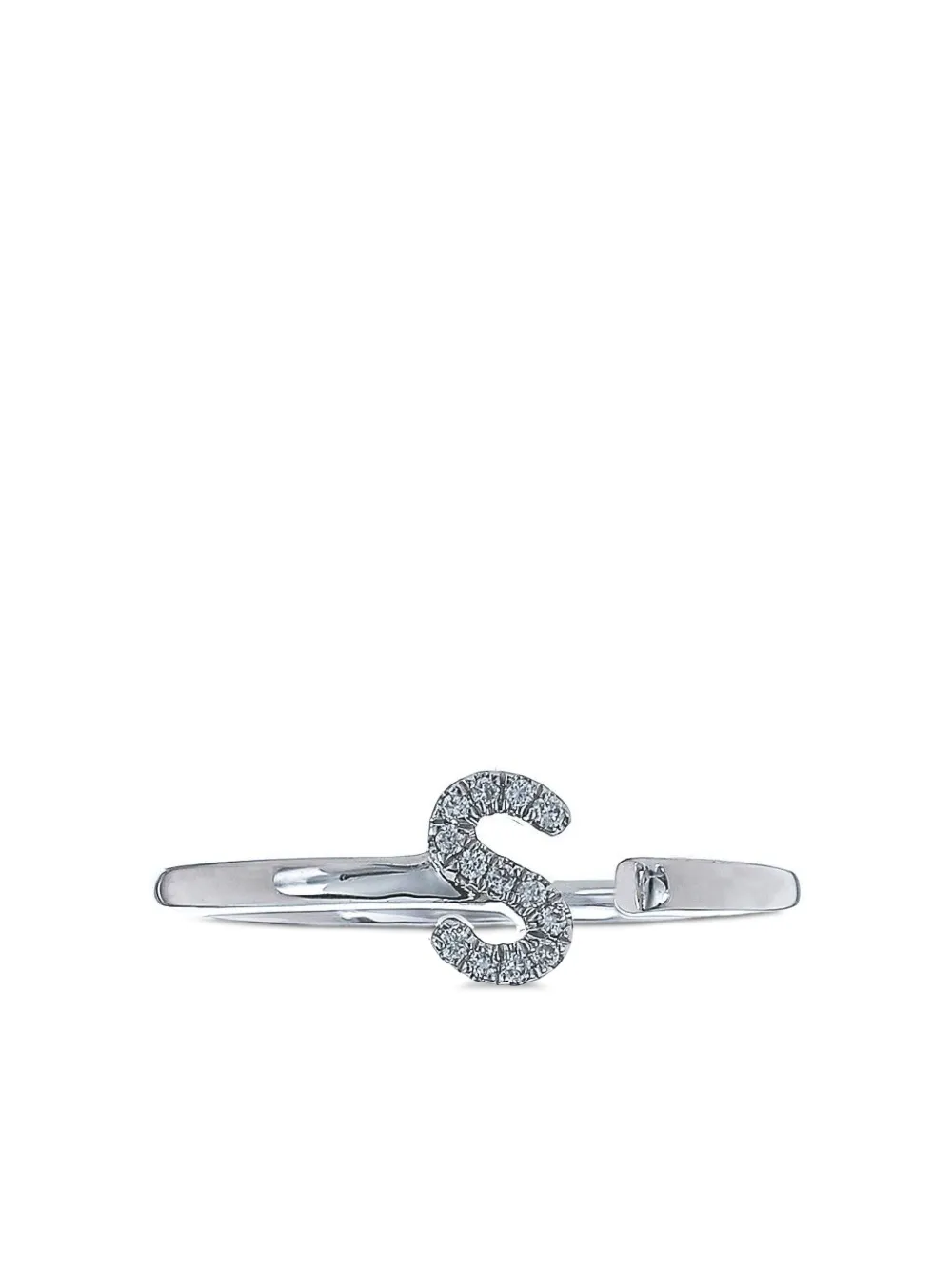 Dana Rebecca Designs anillo Single Initial en oro blanco de 14kt con diamantes | plateado | Image 1