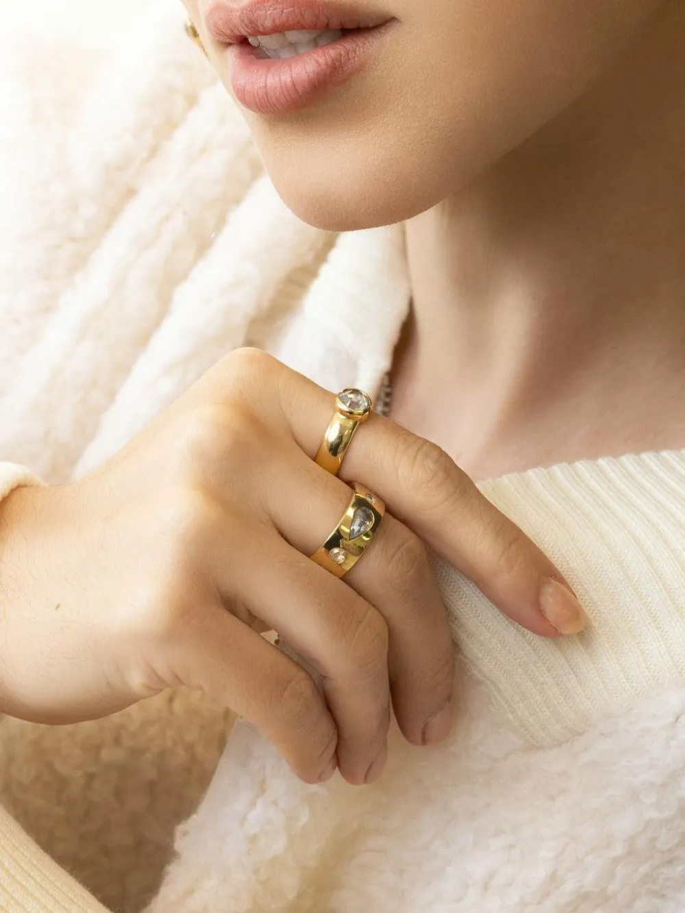 Nimo With Love 18k Yellow Gold Rustic Diamond Ring In Gold