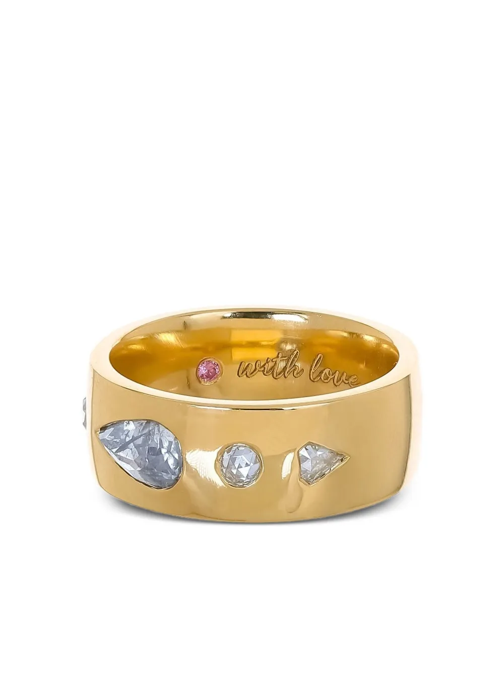 Nimo With Love 18k Yellow Gold Rustic Diamond Ring In Gold