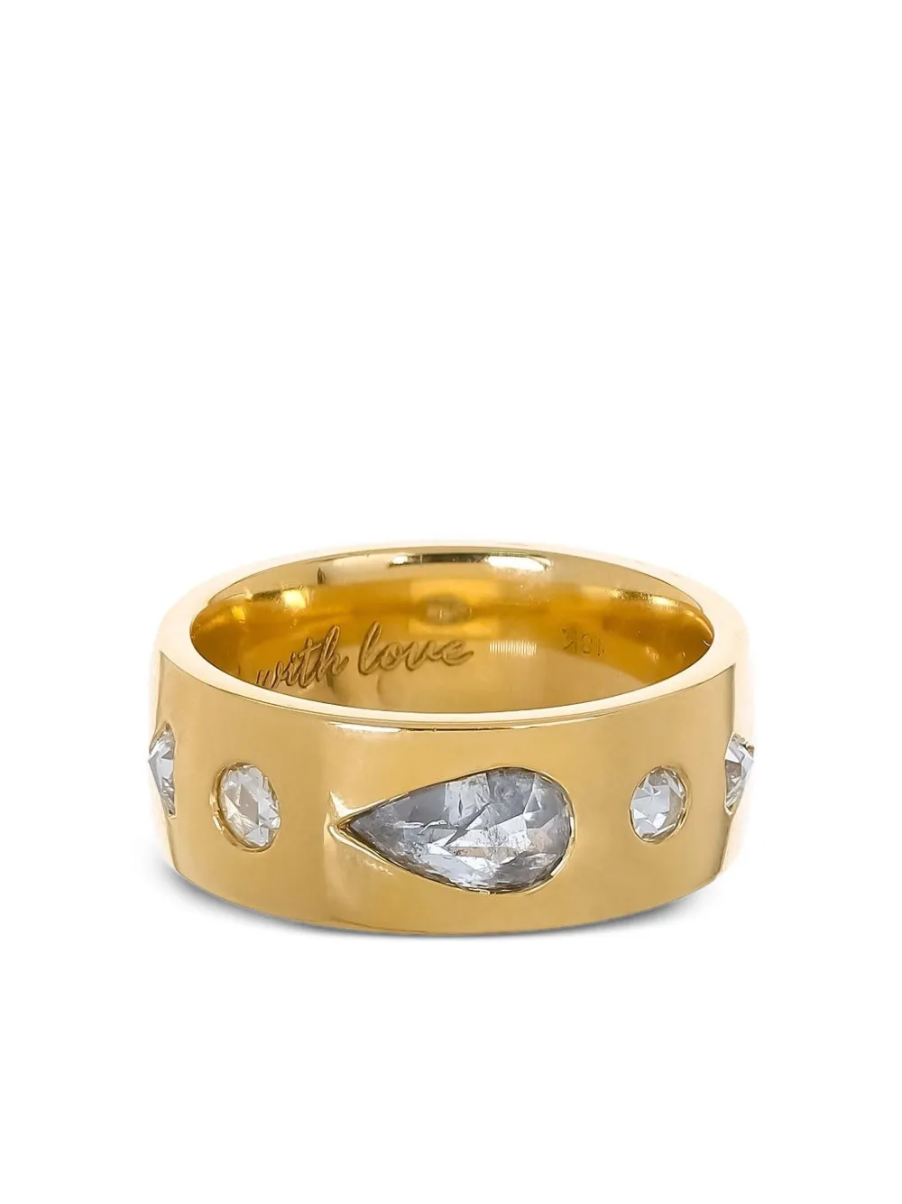 Nimo With Love 18k Yellow Gold Rustic Diamond Ring In Gold