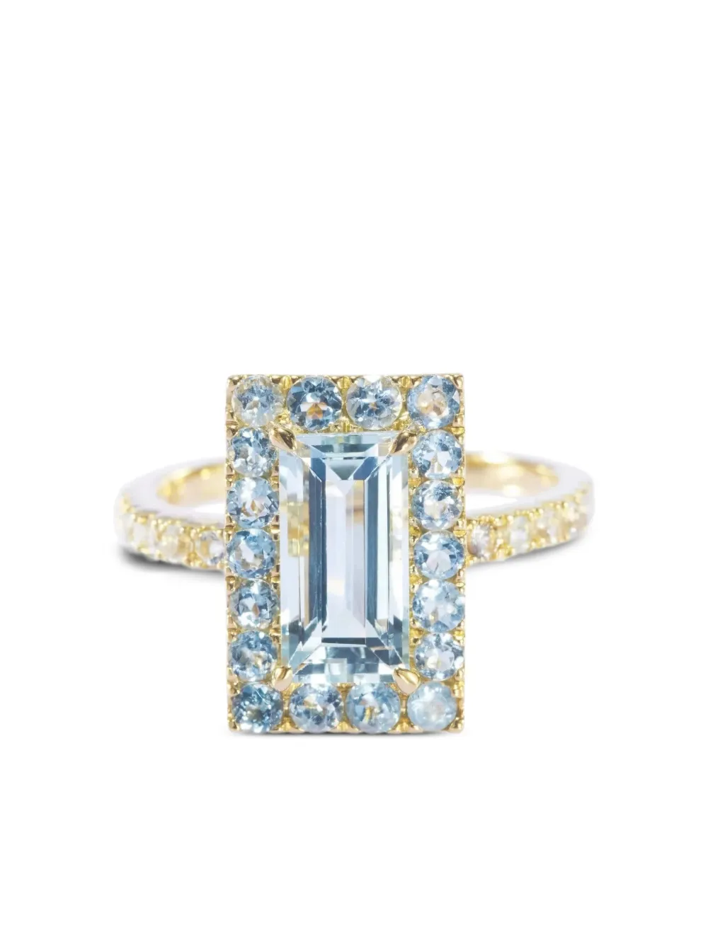 Yi Collection 18k White Gold Deco Aquamarine Ring In Blue